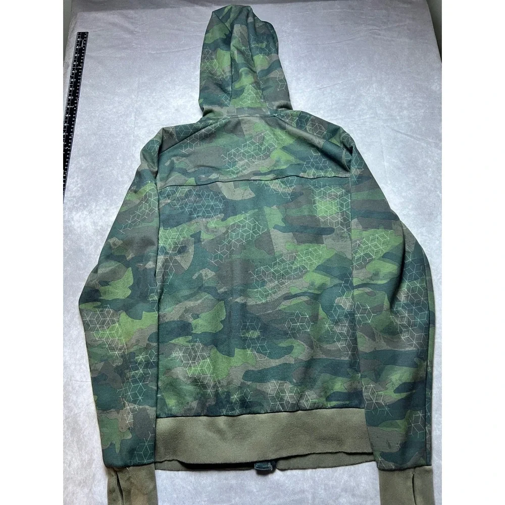 Oakley Full Zip Hoodie Men L Green Camo Geometric Whistler Blackcomb Tactical